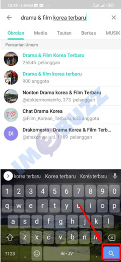 11 tap ikon search Telegram