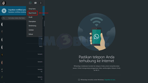 klik buat forum untuk melakukan video call Whatsapp Web