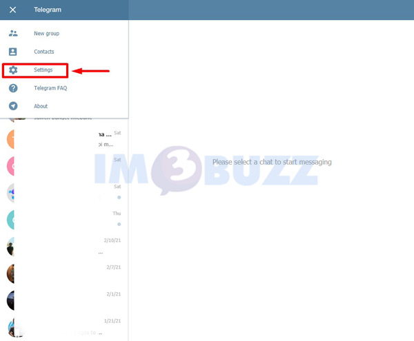 3 klik settings Logout Telegram Web