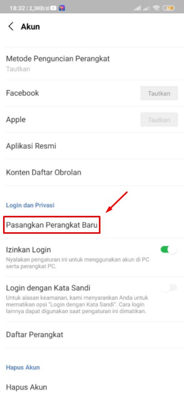 3 tap pasangkan perangkat baru