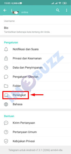 4 tap perangkat terhubung telegram