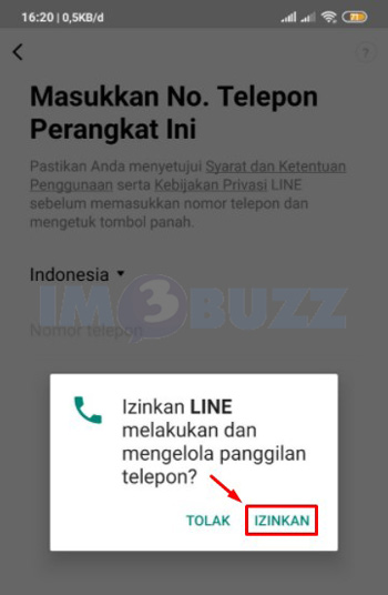 5 klik izinkan LINE melakukan panggilan