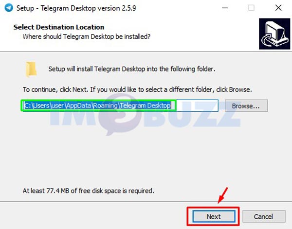 5 klik next pilih lokasi install Telegram Dekstop