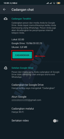 6 klik cadangkan whatsapp secara manual