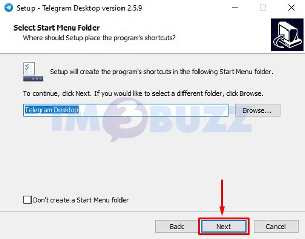 6 klik next start menu folder Telegram Dekstop