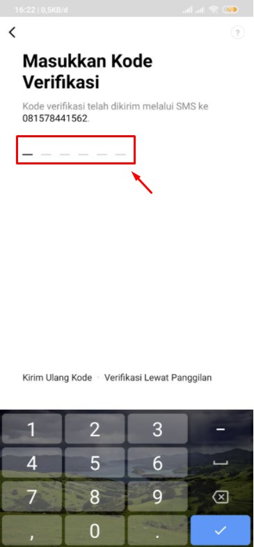 6 masukkan kode verifikasi