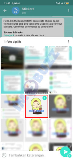 7 pilih gambar yang sudah diubah format nya menjadi stiker telegram