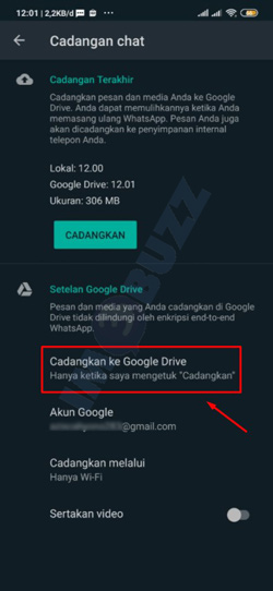 cadangkan ke google drive