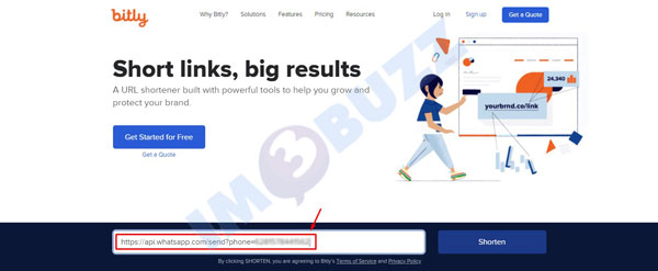 ketikkan link whatsapp di bitly