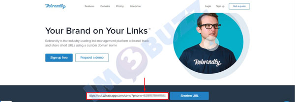 ketikkan link whatsapp di rebrandly