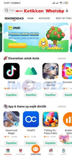 ketikkan whatsapp di getapps