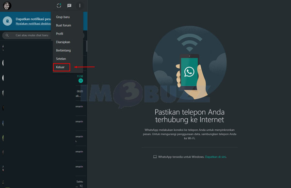 klik keluar whatsapp