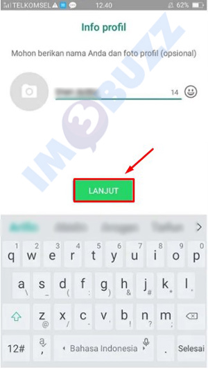 klik lanjut simpan profil