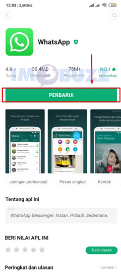 klik perbarui pada getapps