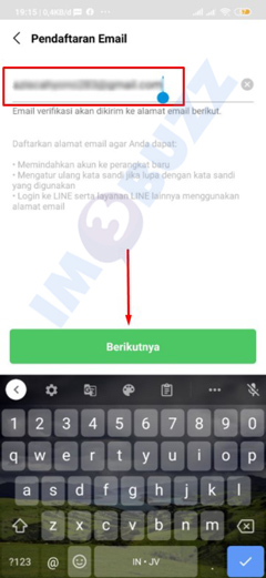 masukkan email untuk menautkan LINE