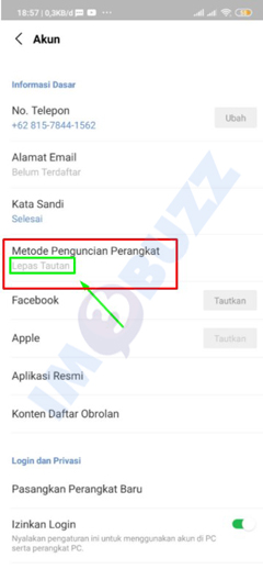 pastikan metode penguncian aktif