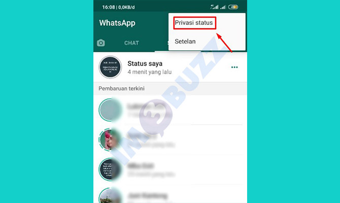 pilih menu privasi status whtasapp