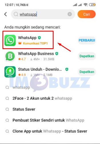pilih whatsapp pada getapps