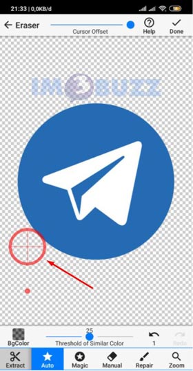 proses edit background eraser untuk stiker whatsapp