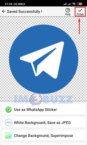 tap finish untuk stiker whatsapp