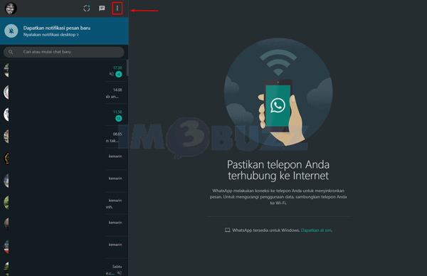 titik tiga vertikal whatsapp web