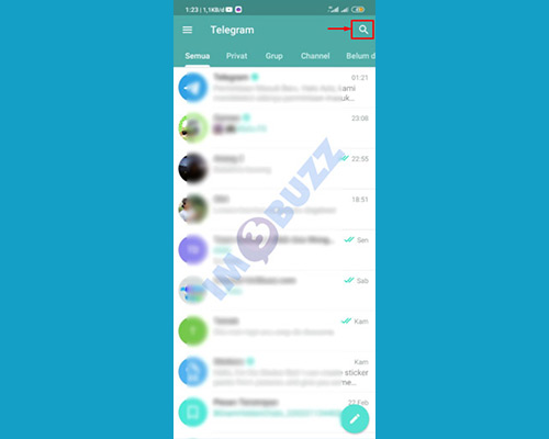 2. tap ikon pencarian Telegram