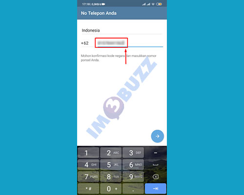 7. masukkan nomor hp telegram