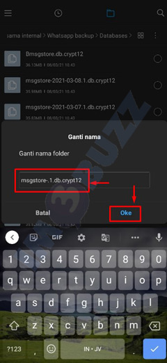 hapus tanggal dan ketuk ok untuk restore chat