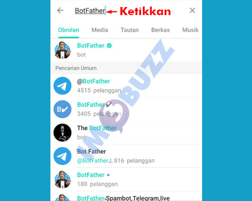 ketikkan botfather telegram