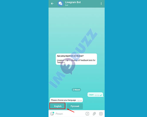 pilih bahasa livegram bot