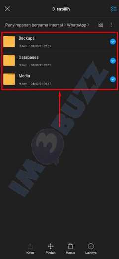 salin semua folder untuk restore Whatsapp