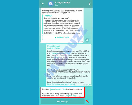 selesai membuat bot telegram