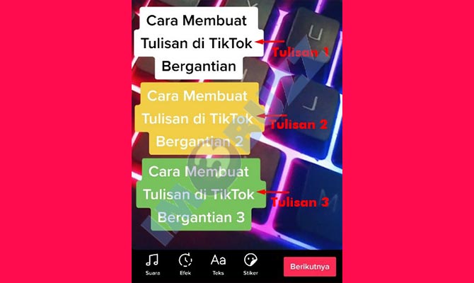 1. menambahkan tulisan di tiktok bergantian