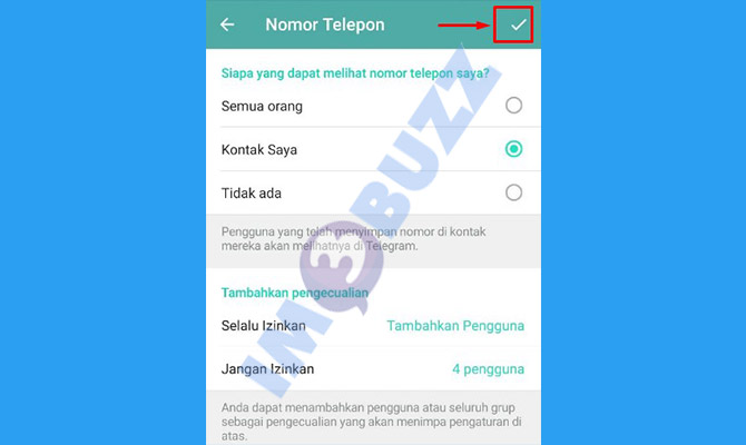 10. simpan semua hasil perubahan menyembunyikan nomor telepon