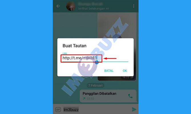 10. tempel kan salinan username yang sudah di copy untuk dibuat link