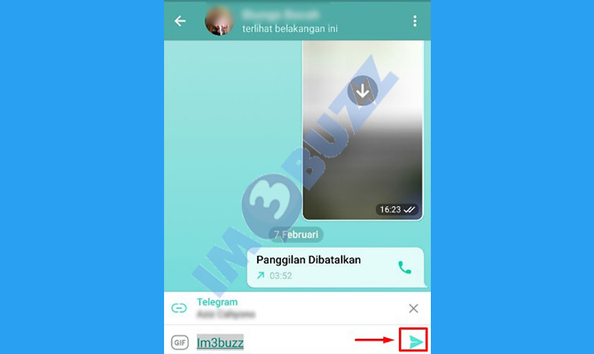 12. ketuk ikon send untuk mengirim link telegram orang lain