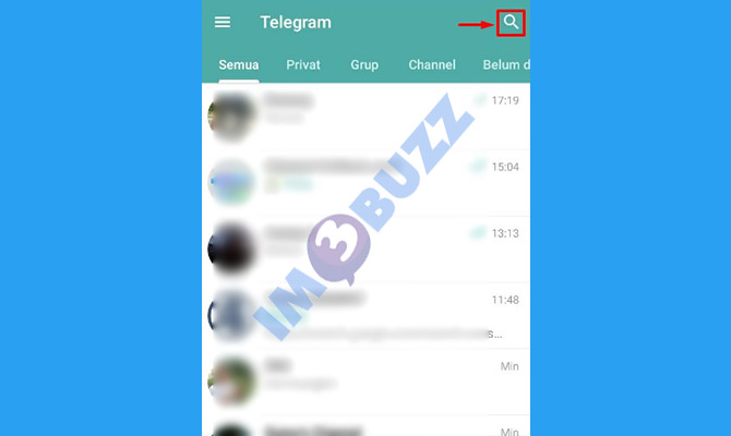 2. ketuk menu pencarian untuk mencari  dan gabung grup Telegram