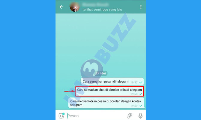 3. cari pesan di obrolan pribadi untuk disematkan