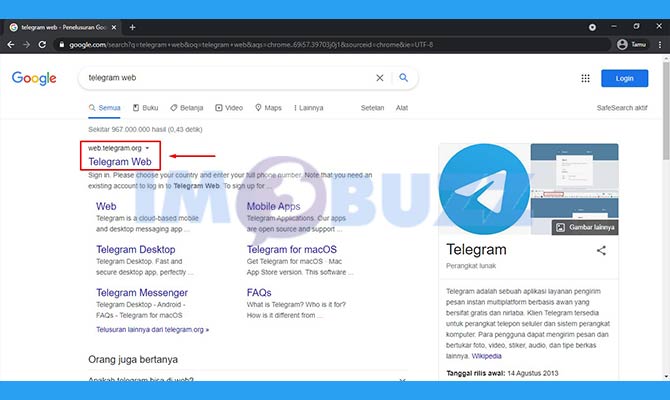 3. kunjungi situs telegram di laptop