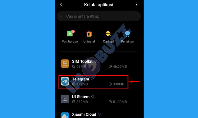 4. cari dan buka telegram 1