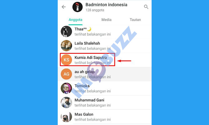 4. pilih anggota untuk di tambahkan ke kontak telegram