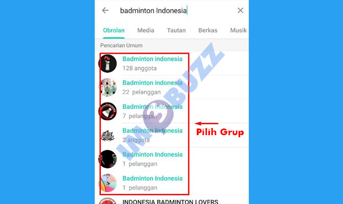 4. pilih grup untuk menegtahui teman apakah bergabung