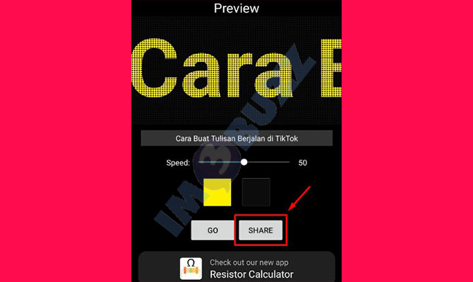 4. tap share tulisan berjalan ke tiktok