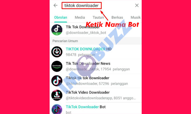 5. cari bot tiktok