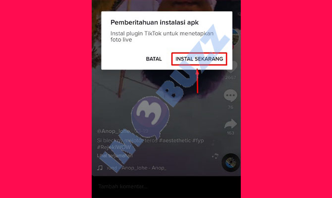 5. ketuk install sekarang untuk mencari aplikasi tiktok wallpaper