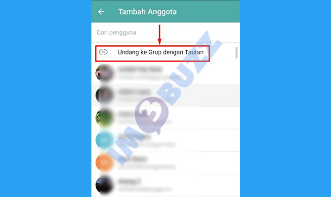 5. pilih undang ke grup dengan tautan atau link