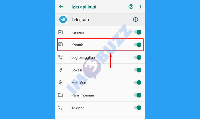 6. ketuk kontak untuk mengatur agar Telegram tidak tersambung dengan kontak HP