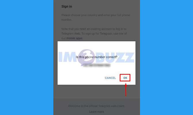 6. ketuk ok untuk masuk telegram web tanpa verifikasi SMS