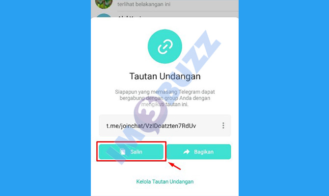 6. ketuk salin link grup Telegram