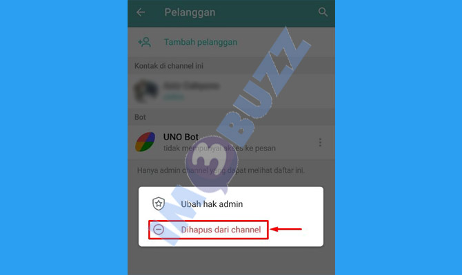 6. pilih dihapus dari channel